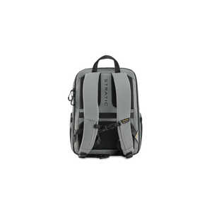 STRATIC Vibe Travel Backpack grijs achterkant met ergonomische vulling en trolleyband