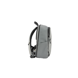 STRATIC Vibe Travel Backpack grijs zijaanzicht met vak voor drinkfles