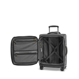STRATIC Vibe Trolley S czarna, otwarta – dwie kieszenie na zamek w pokrywie walizki