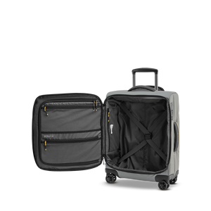 STRATIC Vibe Trolley S szara, otwarta – dwie kieszenie na zamek w pokrywie walizki