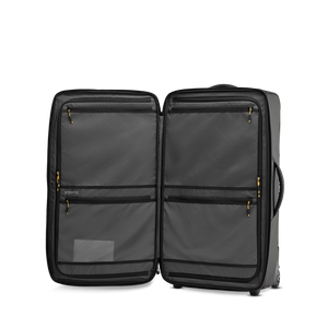 STRATIC Vibe Wheeled travel bag noir ouvert – Deux séparations en filet avec compartiments zippés