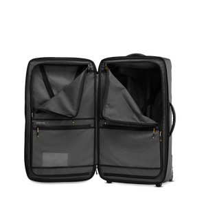 STRATIC Vibe Wheeled travel bag noir ouvert – Sangles croisées des deux côtés pour maintenir les bagages